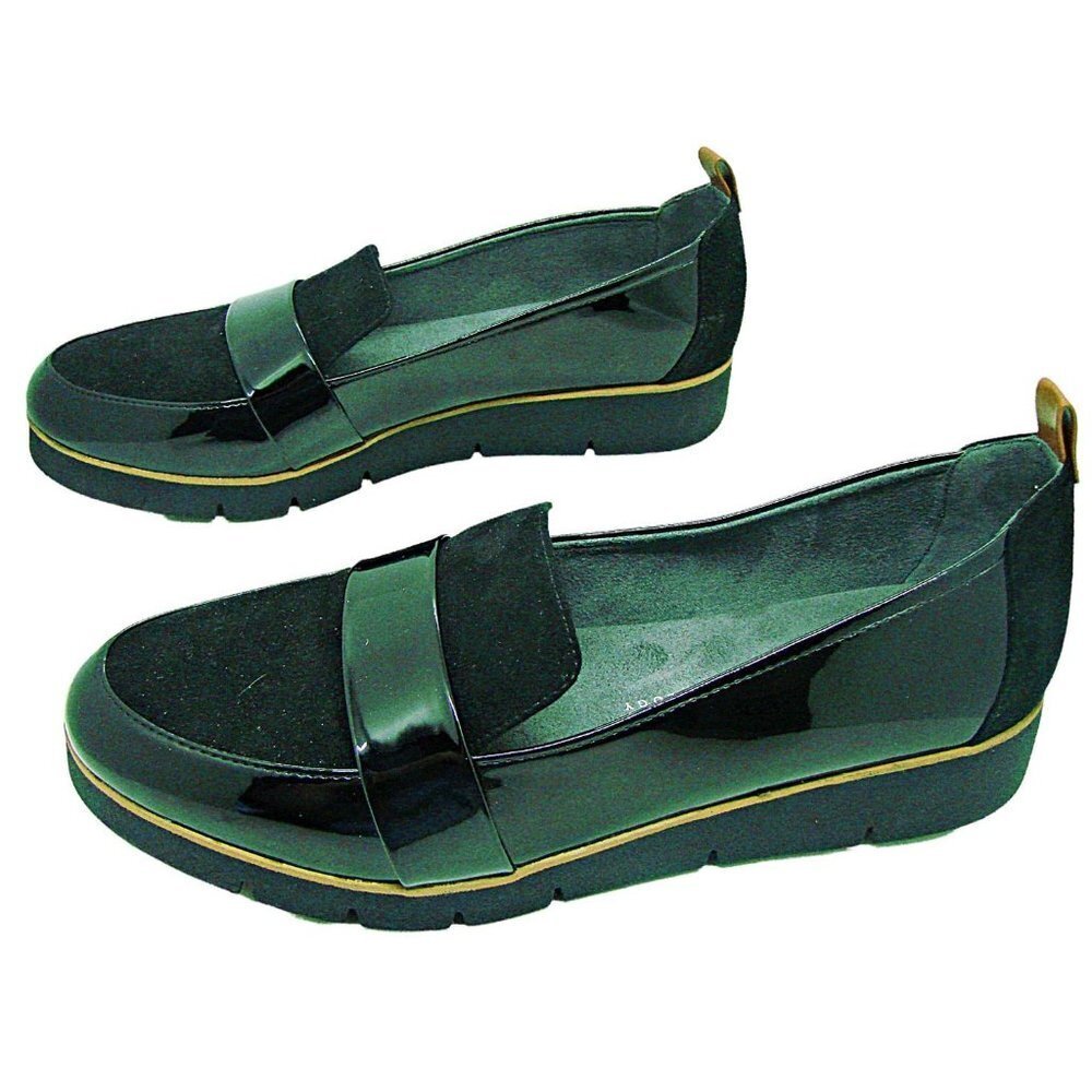 Dr. Scholls Womens Be Energized Foam Technology Black Patent Leather Loafers 10M
